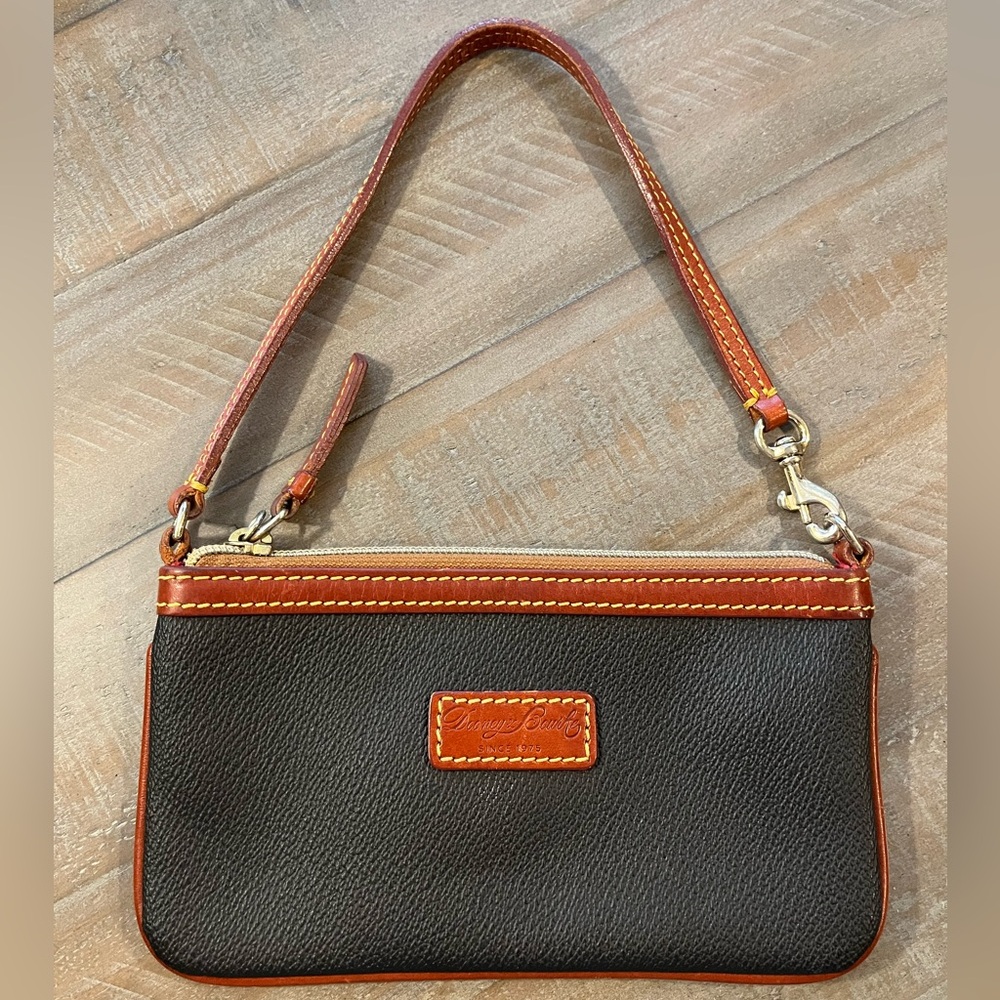 Dooney & Bourke Black and Brown Leather Wristlet Clutch